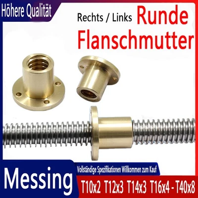 Rund Flansch Linke/Rechtsgewinde Trapezgewindemuttern T10 - T40 Messing Muttern - Bild 1 von 4