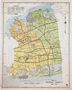 1941 NASSAU County NEW YORK Map ORIGINAL (20x16) Long Island Hempstead Baldwin - Picture 1 of 3