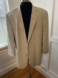 Versini Sport Coat Blazer Mens Size 54 Portly L 2 Button Silk Tweed Beige/ Tan - Picture 1 of 7