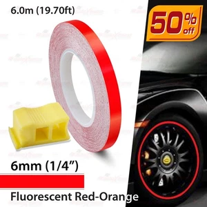 6mm Felgenrandaufkleber Zierband Motorrad Dekorstreifen FLUORESZIEREND HELL ROT - Bild 1 von 7