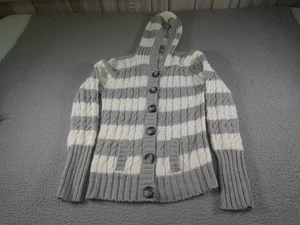 Y2K Aeropostale Jacket Youth XL Gray Wool Babydoll Fairy Angora Cable Knit Girls - Picture 1 of 10