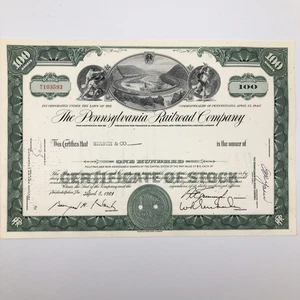 The Pennsylvania Railroad Company 1961 certificado de stock de colección para 100 acciones - Imagen 1 de 4