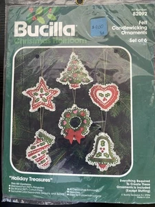 Bucilla Christmas Heirlooms Felt Candlewicking Ornaments Set of 6 #82092 Jeweled - Picture 1 of 6