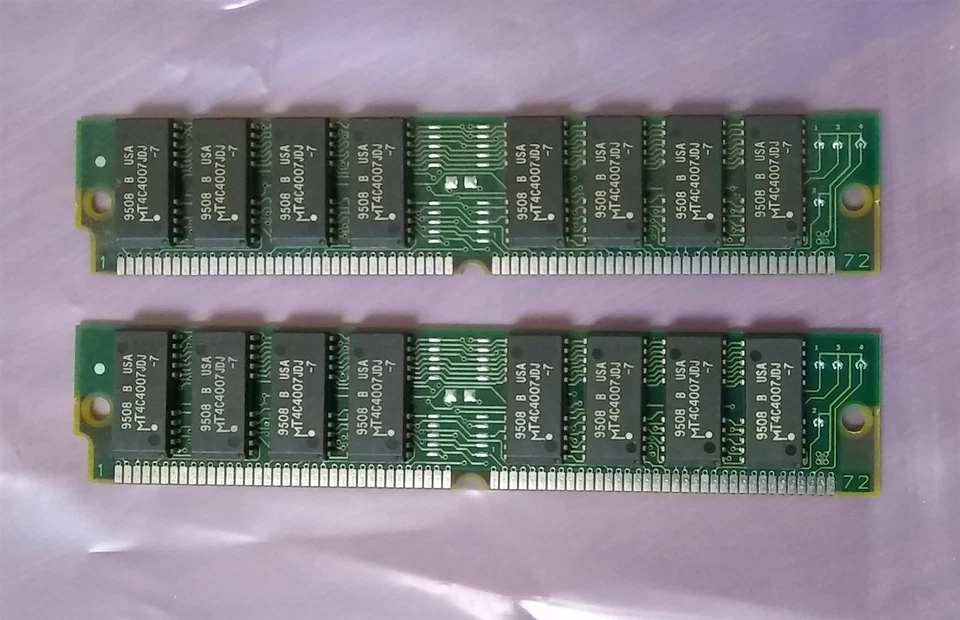 8MB 2x4MB 72pin Simm EDO 70ns SMART MODULAR NI532014081XXS7 1Mx32 Micron Ram Kit - Image 1 of 3
