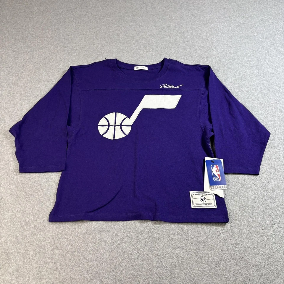 Camiseta Utah Jazz Mujer Pequeña Púrpura NBA Baloncesto Manga 3/4 Juego Nod Camiseta Retro Foto 1 de 4