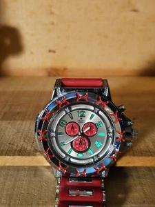 Ice King Quartz Water Resistant Mens Watch - RED - New Battery-lights up - Picture 1 of 4