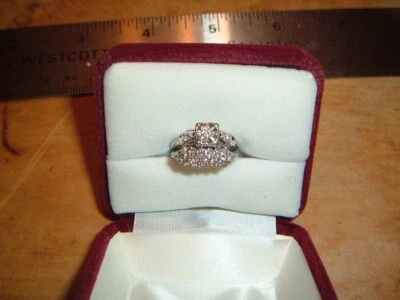 Conjunto de boda de oro blanco de 14K NATURE LOCK ANILLO BANDA DIAMANTES 3/4 quilates talla 7,25 Foto 1 de 4