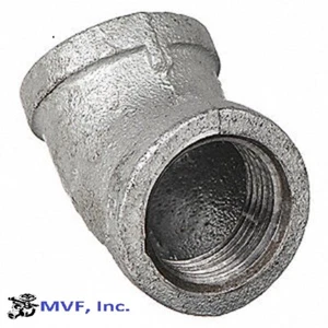 1-1/4" 150 Female NPT 45° Elbow Galvanized Malleable Iron Pipe Fitting MI020741G - Picture 1 of 4