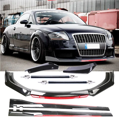 Kit de corpo spoiler labial para Audi TT RS 8N para-choque dianteiro + saia lateral preto brilhante + rd - Imagem 1 de 4