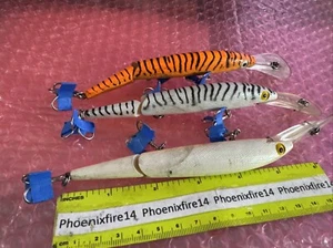 3 Used Assorted Colors Rebel Spoonbill Minnow Jointed 7” Crankbaits - Picture 1 of 14