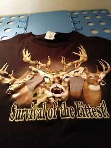 Survival of the Fittest  Deer  Hunting Shirt~~3XL Black By Delta Pro Weight - Picture 1 of 3