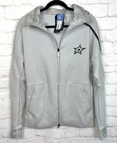 NEW Dallas Stars Jacket Mens M Adidas Gray Full Zip NHL Dallas Stars Hooded $120 Cover