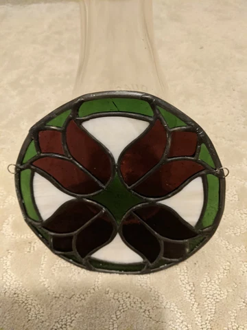 Purple Tulips- Leaded Stained Glass  (6 1/2” Across) Round Cover