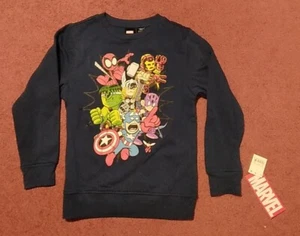 MARVEL ( YOUTH SIZE MEDIUM ) BLUE SWEATSHIRT - NEW WITH TAGS  - Picture 1 of 4