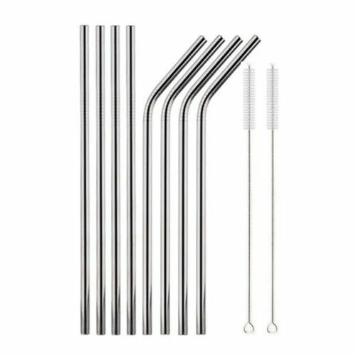 Metal Straws Reusable Mix Colour Stainless Steel Drinks Straws Party UK New  - Image 1 of 1
