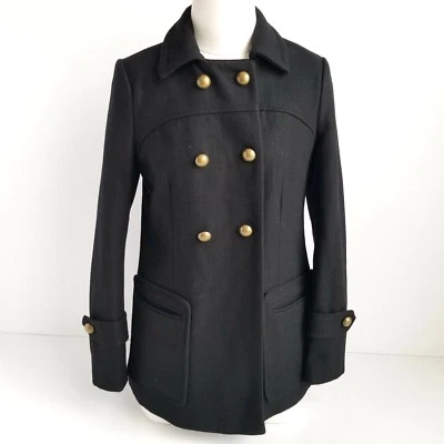 Express Peacoat Womens XS Wool Blend Double Breasted Black New w/ Tag NWT $198 - Image 1 of 4