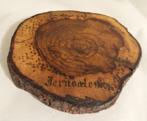 Rare Vintage Jerusalem Live Edge Tree Wood Slice Coaster Souvenir 5 in Excellent - Picture 1 of 15