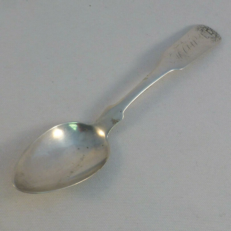 Moneda Cesta de Flores Plata William Thomson Ny,Ny 1810-33 Cucharadita Shell Back Foto 1 de 4