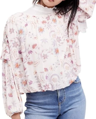 Blusa Top Free People Floral Flor Silvestre Miel Talla Grande Marfil Naranja Boho Otoño Foto 1 de 4