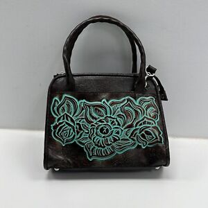 Patricia Nash Women's Paris Black Floral Leather Detachable Strap Satchel Bag
