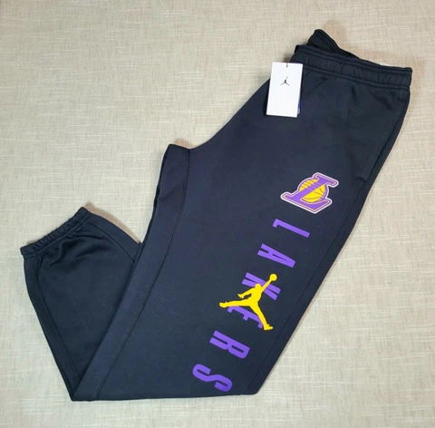 JORDAN Los Angeles Lakers Mens Basketball Fleece Jogger Pants Black XL 2XL Cover