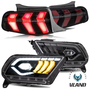 LED Headlights W/Animation +7 Modes Smoke Tail Lights For 2010-2012 Ford Mustang - Picture 1 of 22