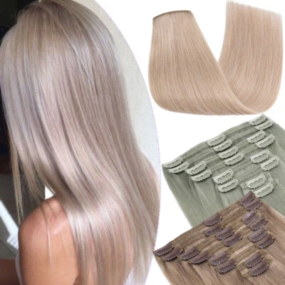 Extensiones de cabello extra gruesas con clip de doble trama 100 % extensión de cabello humano Remy Foto 1 de 4