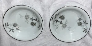 Noritake China Rosamor (2)5 1/2" Fruit/Dessert Bowl Gray RosesPlatinum 5851S VTG - Picture 1 of 24