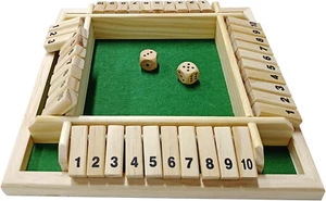 Shut The Box Dice Game, 2-4 Players Classic Board Game for Adults, Wooden Tab... - Picture 1 of 1