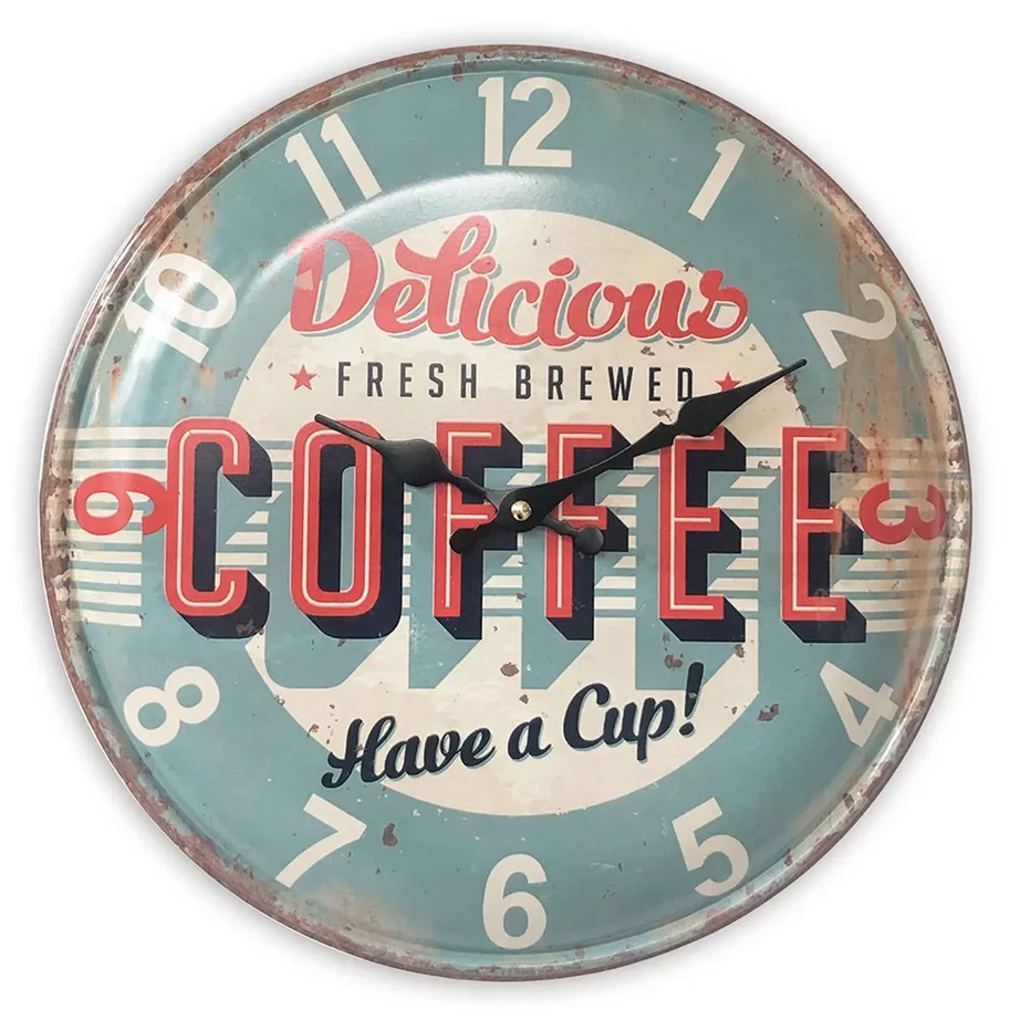 Horloge delicious coffee, déco route 66, pendule morther road,  déco diner USA - Photo 1/1