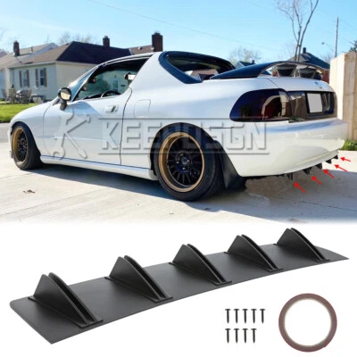 For Honda Civic Del Sol Rear Bumper Spoiler Diffuser Lip 10x Shark Fin Splitter - Image 1 of 4