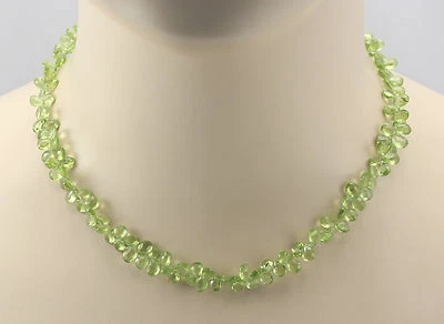Peridot-Kette in Tropfenform - facettiert 43,5 cm lang - Gemini Gemstones - Bild 1 von 2