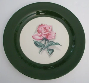 Homer Laughlin Rhythm Rose Deep Bowl Plate Green Band 1954 Pink Rose EUC - Picture 1 of 2