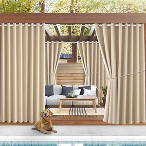 Waterproof Outdoor Curtain W105 X L84 - Grommet Top Sunlight Blocking Window Tre - Picture 1 of 9