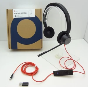 HP 76J19AA POLY Blackwire BW3320-M Stereo Headband PC USB-C & USB-A Headset - Picture 1 of 3