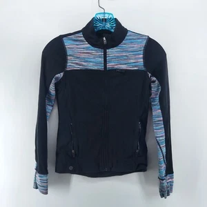 athleta girl sweatshirt size S/7 full zip black activewear yoga outdoor - Picture 1 of 7