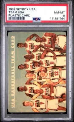 Tarjeta de plástico Team USA 1992 Skybox USA Dream Team PSA 8 casi nueva-como nueva Michael Jordan Foto 1 de 2