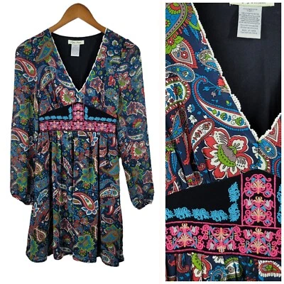 Vestido Flying Tomato Tamanho XS Camadas Malha Chiffon Festa Floral Boho Camponês - Imagem 1 de 4