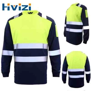 Safety Long Sleeve Shirt High Vis Reflective Shirt Quick Dry High Visibility - Picture 1 of 24