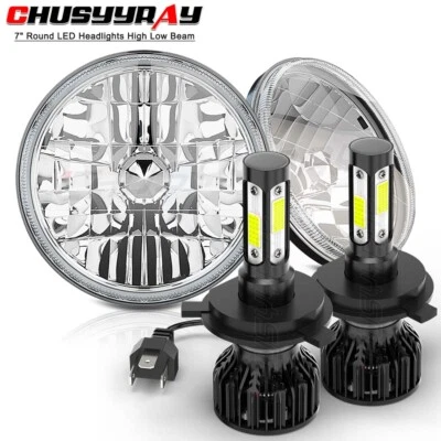 For Chevrolet C10 Panel 1964 1966 Pair 7 inch Round LED Headlights High Low - Image 1 of 4