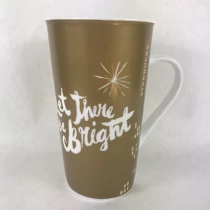 Starbucks Coffee Mug Let There Be Bright Gold 2014 Tall 16 oz. Holiday Ceramic - Picture 1 of 6