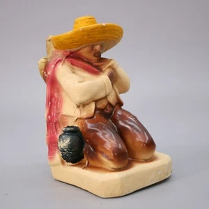 Figura De Colección Chalkware Sleeping Mexican Man Siesta Sombrero Yeso Cactus 5.5" - Imagen 1 de 8