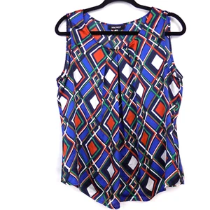 Nine West Tank Top Womens Large Boho Retro Office Capsule Maximal Summer Diamond - Picture 1 of 5