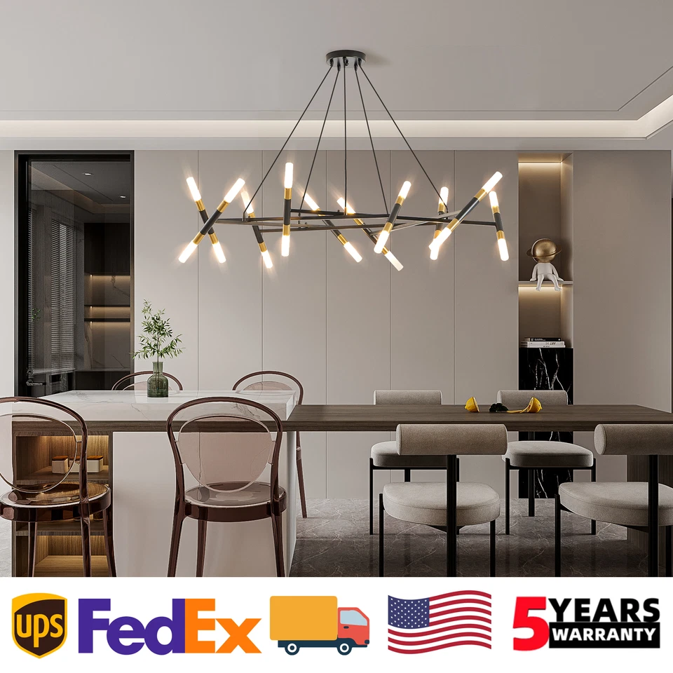 41'' 20 свет подвеска черный прямоугольник потолочная люстра кухонный остров крепление - Изображение 1 из 4