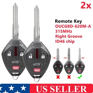 2 para Mitsubishi Lancer 2008-2017 mando a distancia llavero 4 botones OUCG8D-620M-A - Imagen 1 de 7