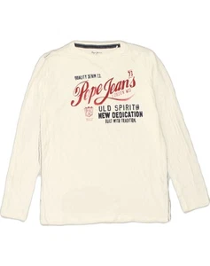 PEPE JEANS Girls Graphic Top Long Sleeve 15-16 Years Medium White AP70 - Picture 1 of 3