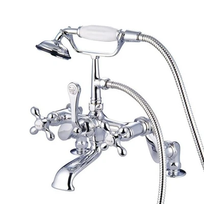 Kingston Brass Vintage Deck Mount Clawfoot Tub Filler w Hand Shower MSRP $1330 - Image 1 of 4