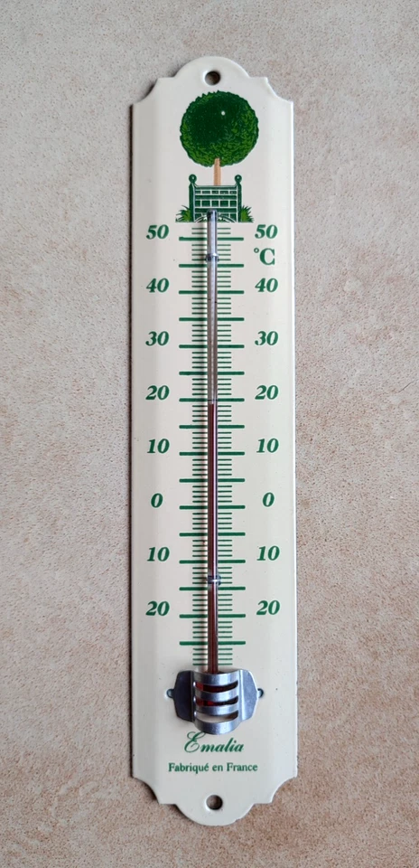 ARÉMAIL EMALIA THERMOMETRE EMAILLE Arbre Cyprès 25 cm EMAIL VERITABLE NEUF FABRIQUE EN FRANCE