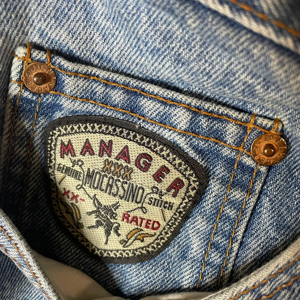 Pantalones de mezclilla vintage Manager Mocassino para mujer 29 lavado claro tiro alto pierna recta Foto 1 de 4