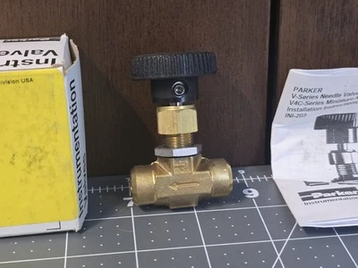 New Parker 4w-v4lk-bp Needle Valve 1/4" Tube Socket Weld - PCTFE Stem Type - Image 1 of 4